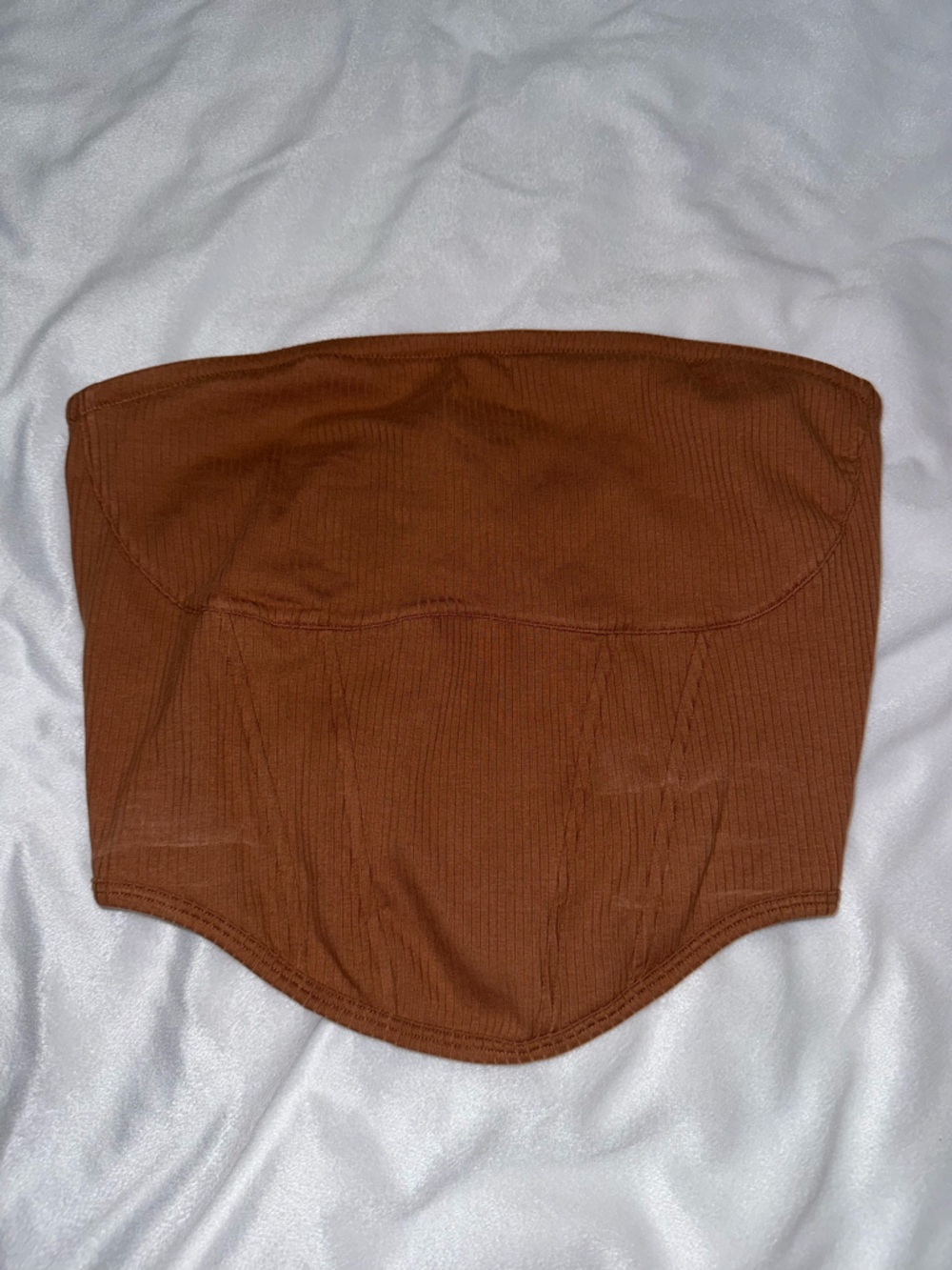 PINK Victoria's Secret Brown Ribbed Strapless Tube Top